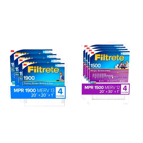 Filtrete 20x20x1 Air Filter MPR 1900 MERV 13, 4-Pack & 20x30x1 Air Filter MPR 1500 MERV 12, Healthy Living Ultra Allergen, 4-Pack
