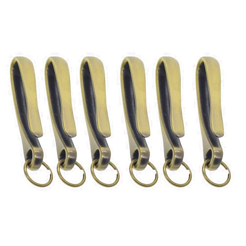 Generic 6Pcs Retro Style Fishing Hook Keychain DIY Crafting Wallet Holder Purse Belt Clip Key for Home Key, bronze