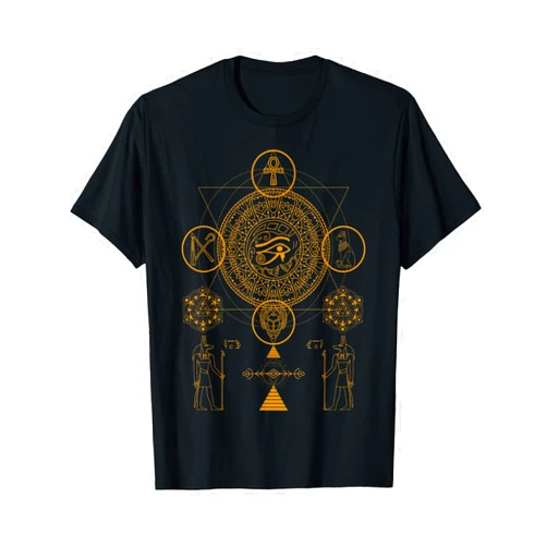 Alkebulan Dynasty Co. Sacred Geometry Egyptian God Anubis Eye Of Horus Art T-Shirt