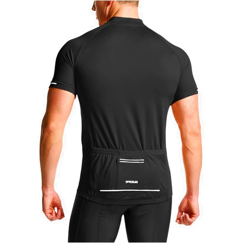TSLA Men's Short Sleeve Bike Cycling Jersey, Quick Dry Breathable Reflective Biking Shirts with 3 Rear Pockets