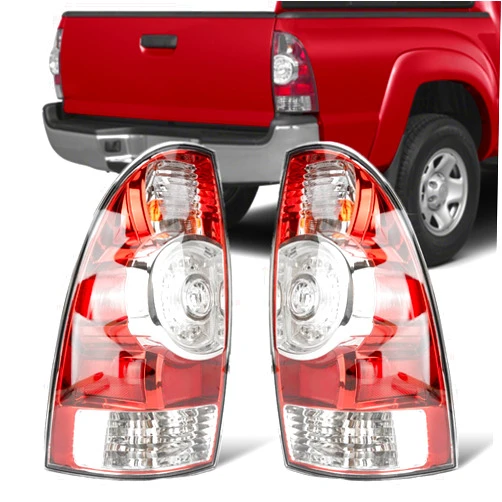 FOMIUZY Tail Lights Assembly Fit For Toyota Tacoma 2005 2006 2007 2008 2009 2010 2011 2012 2013 2014 2015 Rear Chrome LED Taillight Brake Turn Signal Back Up Lamp Lens Left Driver & Right Passenger