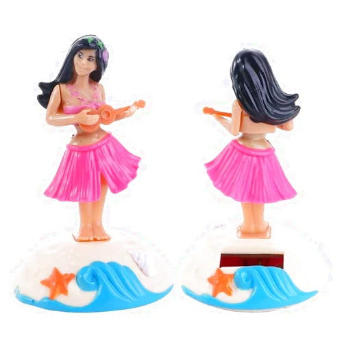 Sndperiexam 1 Pc Pink Solar Powered Dancing Figures Decoration -Hawaii Shaking Head Ornaments Hula Dance Girl -Car Dashboard Interior Decoration Desktop Ornaments,Solar Power Kits (4.13 x 2.56)