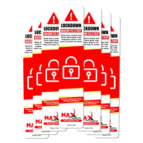 Max magnetics 10 Pack Max magnetics White Lockdown Magnetic Strips for Door Frames - High-Density Magnet Security Devices for School & Office - Strong Adhesion & PVC Top Layer, Smooth Opening & Closing