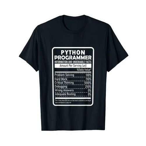 Vintage Programmer Coding Clothing Funny Python Programmer Nutritional Facts Python Programming T-Shirt