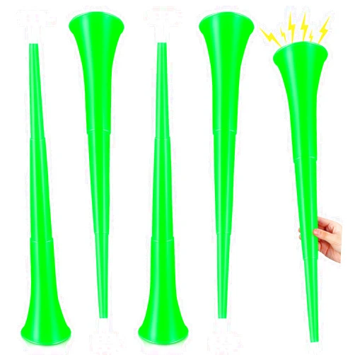 Sosation 4 Pieces Collapsible Stadium Horn 24 Inch Vuvuzela Plastic Trumpet Horn Blow Horn Noisemakers for Sporting Events Graduation Games School Sports Party Supplies Favors Accessories (Green)