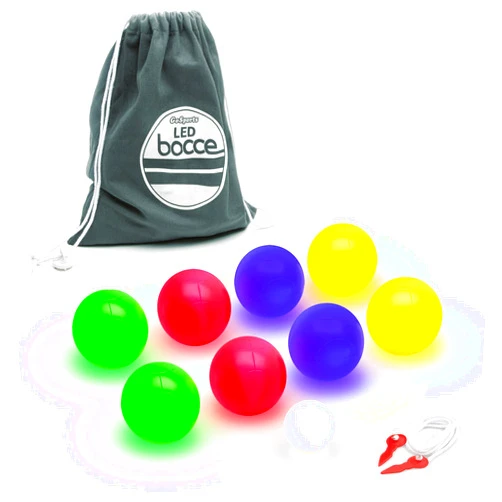GoSports LED Bocce Ball Game Set - Includes 8 Light Up Bocce Balls, Pallino, Case and Measuring Rope - Choose 85 mm or 100 mm