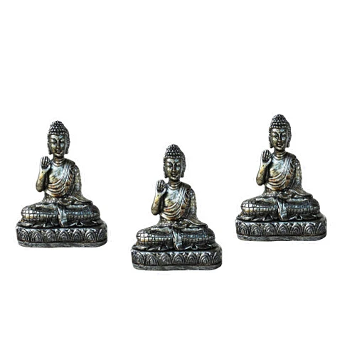 Goodman and Wife Poly Resin Garden Pot risers or Pot feet (Large Size Buddha Shape Pewter)