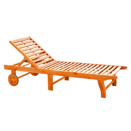 Canditree Outdoor Acacia Wood Folding Chaise Lounge Chair with Wheels, Sun Longer Recliner with Adjustable Backrest for Patio Poolside