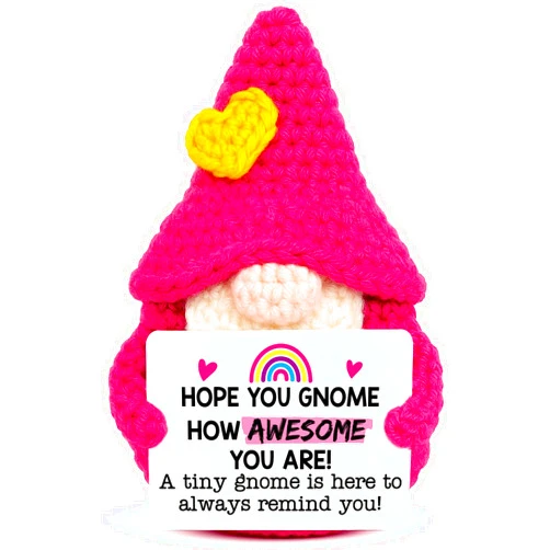 XgiftCreat Galentines Valentines Gnomes for Women - Valentine's Galentines Day Funny Crochet Gnome Gifts Birthday Inspirational Emotional Positive Support Gift for Kids Her Teen College Student Friend
