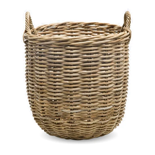 KOUBOO Rattan Kobo Round Storage Basket, Handwoven Rattan Basket with Handles, Organization & Home Decor for Storage, Gray-Brown