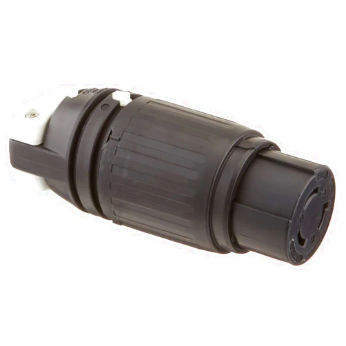 Hubbell HBL3762C Locking Connector, 50 amp, 250VDC/600VAC, 2 Pole, 3 Wire, Black, White