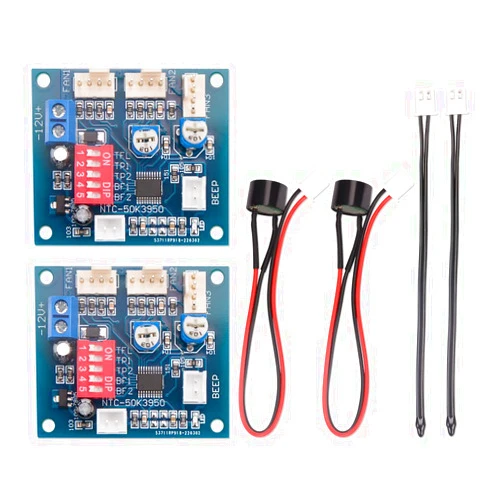 Comidox 2PCS DC 12V 4 Wire PWM PC CPU Fan Temperature Control Speed Controller Module CPU High-Temp Alarm