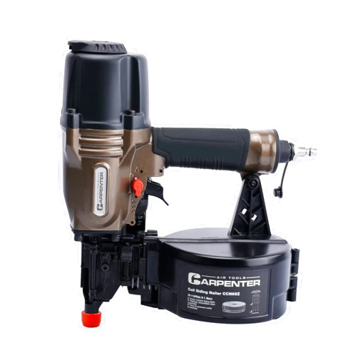 Carpenter Air Tools CCN65Z 0 Degree 1-1/2″ to 2-1/2″ Pneumatic Coil Siding Nailer with Tool-less Depth Adjustment, Drives plastic collated nails.