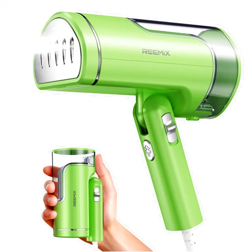 Reemix Portable Garment Steamer, Powerful Foldable Handhled Steamer 1300W, Travel Size Steamer For Clothes 20S Fast Heat-up, Fabric Steamer for Home & Travel, 120V Only (Green)