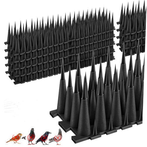 UJG 9.8 Feet 10 Packs Bird Spikes, Bird Deterrents for Outside, Bird Spikes Deterrent, Pigeon Spikes, Bird Spikes for Outside to Keep Birds Away, Plastic Fence Spikes for Railing and Roof