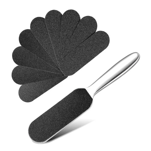 Lusofie Pedicure Foot File with 10 Replaceable Pads Coarse-Fine Callus Remove Foot Scrubber Nail File Exfoliator for Cracked Feet Heels Elbows Hands in Showerpumice Stone for Feet