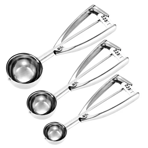 Fayomir Cookie Scoop Set - Small/1 Tbsp, Medium/2 Tbsp, Large/3 Tbsp - Cookie Dough Scoop, Cookie Scoops for Baking,18/8 Stainless Steel Melon Baller Scoop Ice Cream Scoop Muffin Scoop