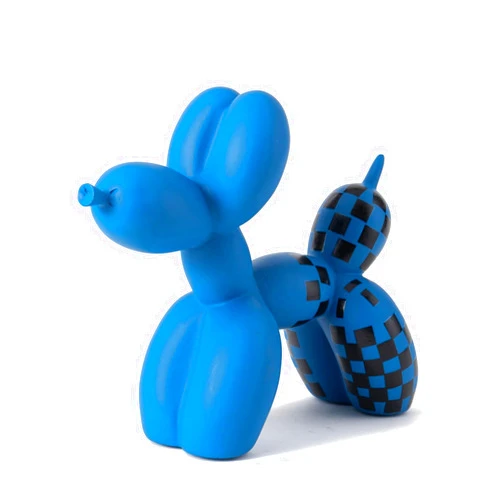 Vilead Resin Balloon Dog Statue with Checkered Pattern,Modern Home Decoration Trendy Animal Art Ornaments,Collection Figurine Bedroom Living Room Office Desktop Sculpture