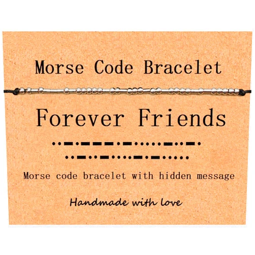 Horady Inspirational Morse Code String Bracelets for Women Personalized Unique Gifts Stainless Steel Motivational Bracelet with Hidden Message (1-Forever Friends)