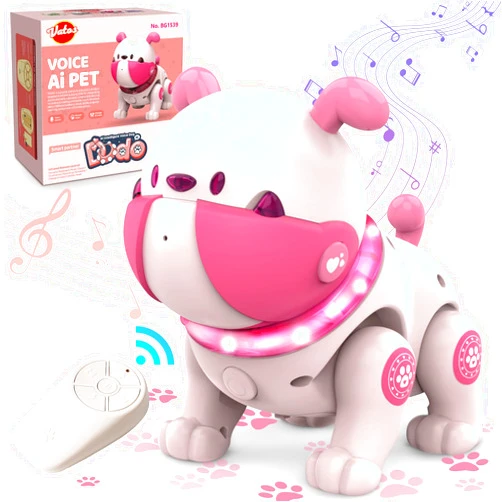 VATOS Toddler Remote Control Toys for Girls - Robot Pet Puppy Dog RC Robot Toy with LED, Gag Dog Voice Rocording & Changing, Farting Touch Reaction, Dancing and Walking RC Robot for Kids Girls