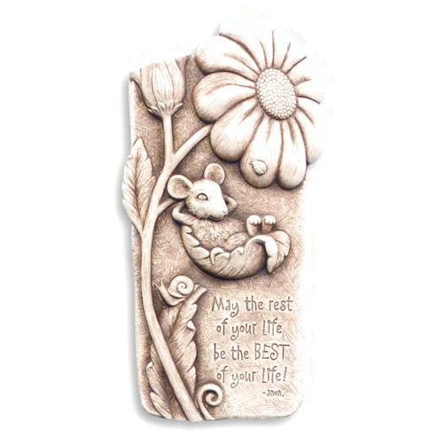 Carruth Studio, Best of Your Life Outdoor Wall Plaque Figurine, Original Sculpture Handcrafted in Stone, Artisan Made