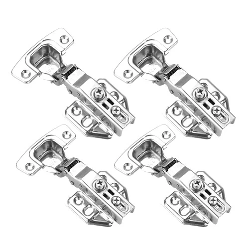 JQK Cabinet Hinges, 100 Degree Soft Closing Full Overlay Door Hinge for Frameless Cabinets, Stainless Steel Nickel Plated Finish, 4 Pack, CH100-P4