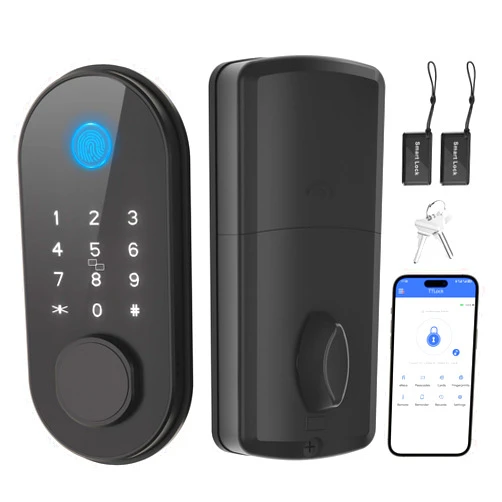 POWIFY Smart Keyless Entry Door Lock, Touchscreen Electronic Keypad Deadbolt with App Control, Fingerprint Smart Locks for Front Door, Auto Lock, Security, Easy Installation, Bluetooth