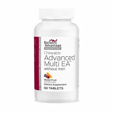 Bariatric Advantage Chewable Advanced Multi EA Without Iron, High Potency Daily Multivitamin for Bariatric Surgery Patients Including Gastric Bypass, Sleeve Gastrectomy, DS - Mixed Fruit, 60 Count
