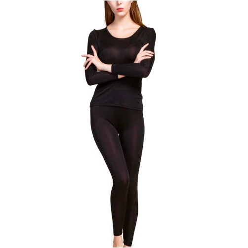 Grenasasilk Womens Silk Long Underwear Mulberry Silk Long Johns Silk Thermal Underwear Sets Cold Weather Base Layer