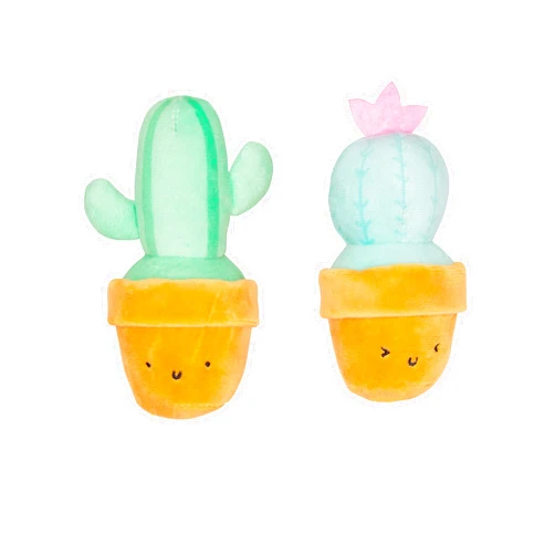pearhead Prickly Plants Cat Toy Set, Cute Catnip Toys, Plush Cactus Interactive Chew Toys, Pet Owner Must Have Catnip Toys, Set of 2 Plush Toys