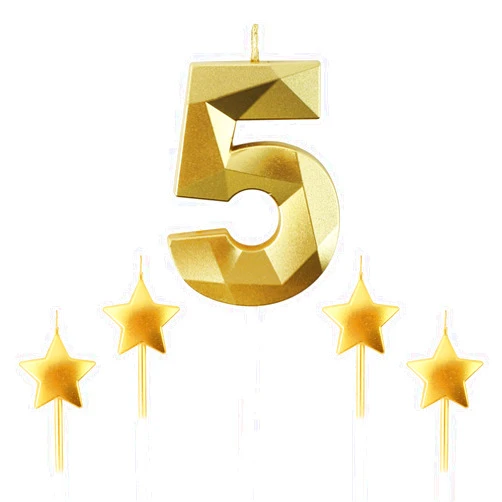 NIJGNSUG Golden Number 5 Birthday Candles and Star Birthday Candles 2.76 inch Birthday Cake Candles 3D Diamond Shaped Candles are Suitable for Birthday Parties and Anniversary Cake Decorations Candles(Gold 5)