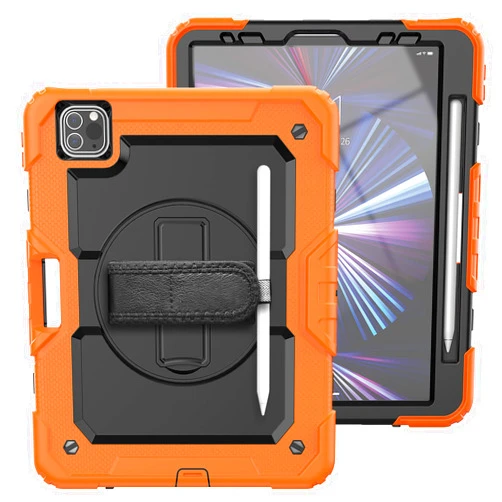 ZPUNGKY Case for iPad Pro 11 Inch 3rd/2nd/1st Gen(2021/2020/2018),[Military Grade Heavy Duty Shockproof][Built-in Screen Protector] 360°Rotatable Kickstand/Hand Strap-Shoulder Strap-Pencil Holder