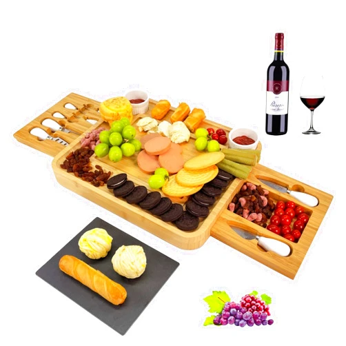 Kunzye Charcuterie Boards Gift Set,Large Charcuterie Board Set, Bamboo Cheese Board Se-Unique Christmas Gift, Housewarming Gift, Wedding Gift, Bridal Gift