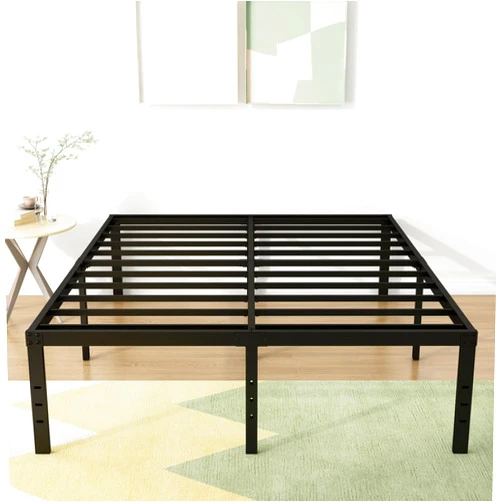 DiaOutro 18 Inch Queen Bed Frame Heavy Duty Metal Platform No Box Spring Needed, Maximum Storage, Easy Assembly, Noise Free, Black