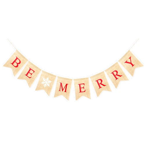 Uniwish Be Merry Burlap Banner Garland Christmas Decorations for Home Mantle Rustic Indoor Outdoor Winter Festival Photo Props
