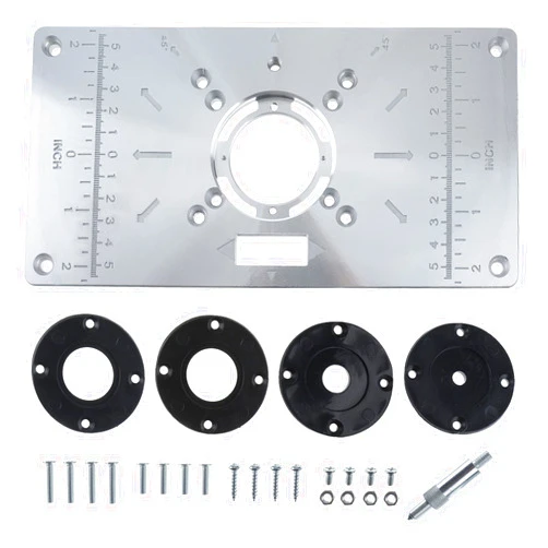RealPlus Router Table Insert Plate, Aluminum Router Plate for Woodworking Benches Wood Tools Milling Trimming Machine with Rings