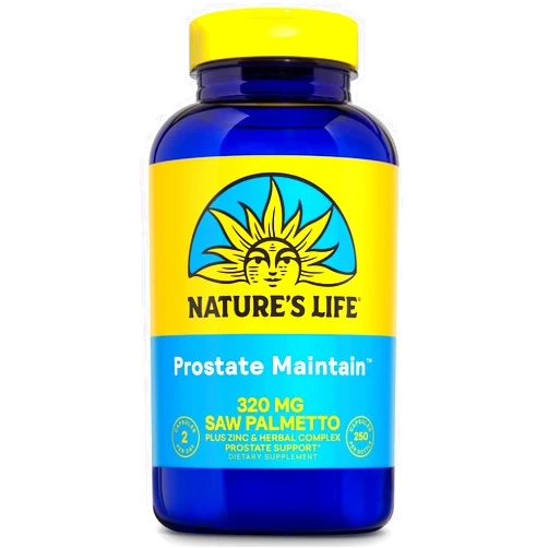 Nature's Life Prostate Maintain - Prostate Support Supplement for Men's Health - Saw Palmetto, Pygeum Herbal Complex and Zinc Supplements - 125 Servings, 250 Vegetarian Capsules