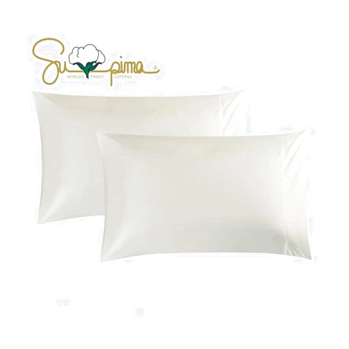 ELINEN 100% Supima Cotton 600 Thread Count Queen Pillowcase Set of 2, Luxury Hotel Pillow Cases,Soft & Silky Sateen Weave, Premium Quality Stardand Pillowcase 2 Pieces (Ivory, STD)