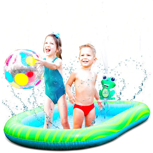 Splashin'kids 3 in 1 Inflatable Sprinkler Pool Kiddie Pool Kids Pool Toddlers Wading Swimming Outdoor Play Mat Splash Pad 9 Months and up Boys Girls Large (Small and Large Size)