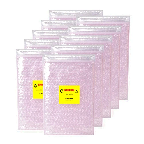 SiForce Anti Static Bubble Bags, Resealable Static Shielding Bag, Reusable for Sensitive Electronic Components (Large Qty 10) Pink