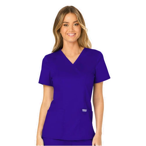 Cherokee Scrubs for Women Mock Wrap Top with 3 Pocket, Back Princess Seams WW610