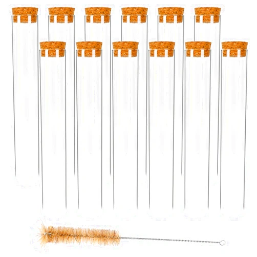 DEPEPE 12pcs 80ml Test Tubes, 25x200mm Glass Test Tubes with Cork for Plants, Bath Salts, Party Decoration