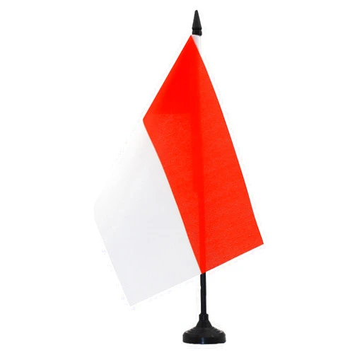 AZ FLAG Monaco Table Flag 5'' x 8'' - Monégasque - Monacans Desk Flag 21 x 14 cm - Black plastic stick and base - AZ FLAG