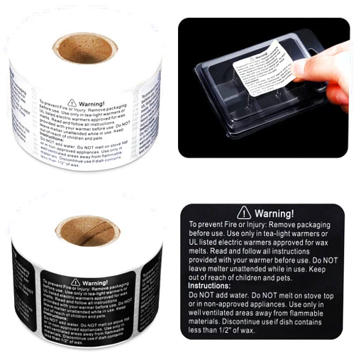 Tenare 1000 Pieces 1000 Pcs Wax Melt Warning Labels Candle Warning Stickers Safety Warning Labels Candle Jar Container Decals for Soy Wax DIY Candle Making Jars and Tins 1.8 x 1.5 Inch White Black