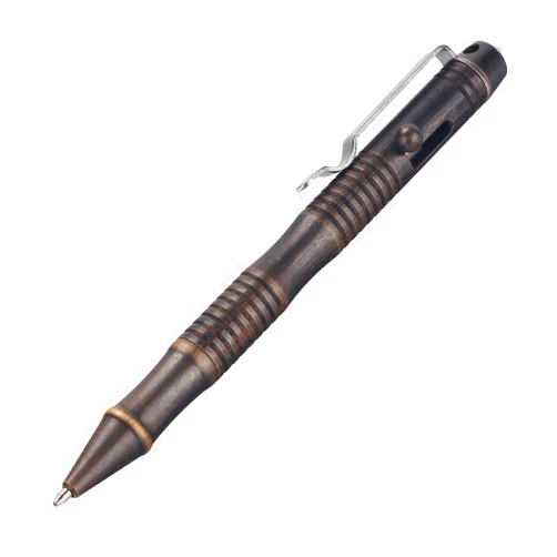 SMOOTHERPRO Solid Brass Bolt Action Pen Refillable Retractable Heavy Duty for Tremor Parkinson Arthritic Business Office Signature Writing EDC Gift Retro Black(BB202)
