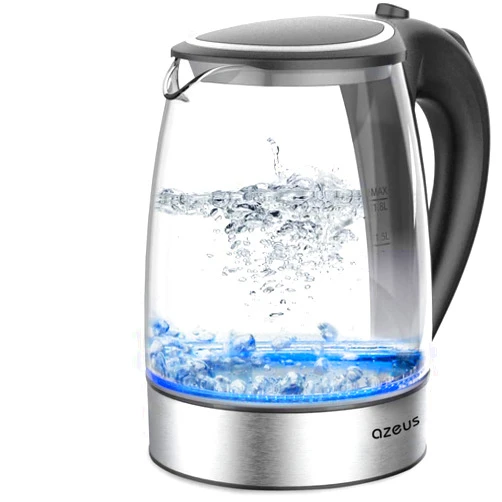 AZEUS Fast Boil Electric Water Kettle, 1.8L Large Capacity with Auto Shut-Off and Boil-Dry Protection, BPA-Free Borosilicate Glass &Stainless Steel