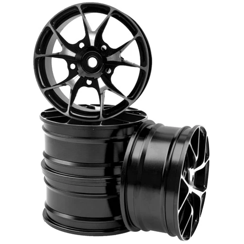 Share Goo ShareGoo Metal Wheel Rims RC 12mm Hex Hubs 1/10 RC Drift On-Road Racing Touring Wheel Rim Compatible with HSP Tamiya Kyosho RedCat Sakura WLtoys Universal 1/10 RC Scales (Black)