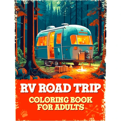 Marcelo Cuevas RV Road Trip Coloring Book for Adults: With beautiful camping scenes amidst mountains, forests, beaches, and deserts, to relieve the stress of a tiring journey.