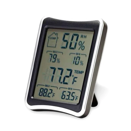 SnapSafe Digital Hygrometer, 75909 - Indoor Temperature and Humidity Monitor with Touchscreen LCD Display - Ideal Room Thermometer Hygrometer for Gun Safes & Cabinets, Closets, Workbench & More