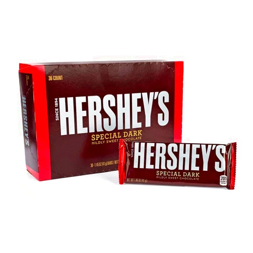 Just Candy Hershey's Special Dark Bars 36ct Standard Bars 36 bars 1.45 Ounce (Pack of 36)